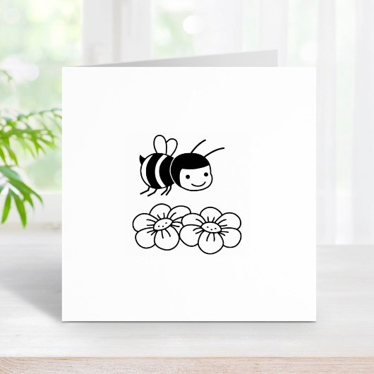 Happy Honey Bee and Blume Gummistempel