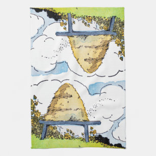 Happy Honey Bee Hive Vintag Art Geschirrtuch