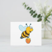 Happy Honey Bee & Honey Pot Postkarte (Stehend Vorderseite)