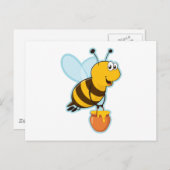 Happy Honey Bee & Honey Pot Postkarte (Vorne/Hinten)