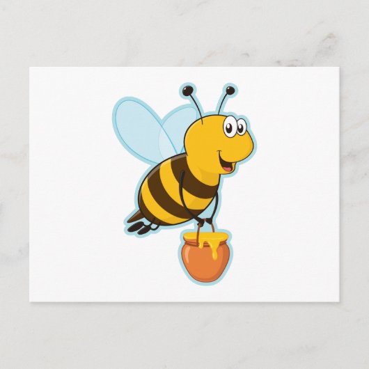 Happy Honey Bee & Honey Pot Postkarte (Vorderseite)