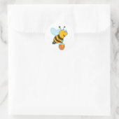 Happy Honey Bee & Honey Pot Runder Aufkleber (Tasche)