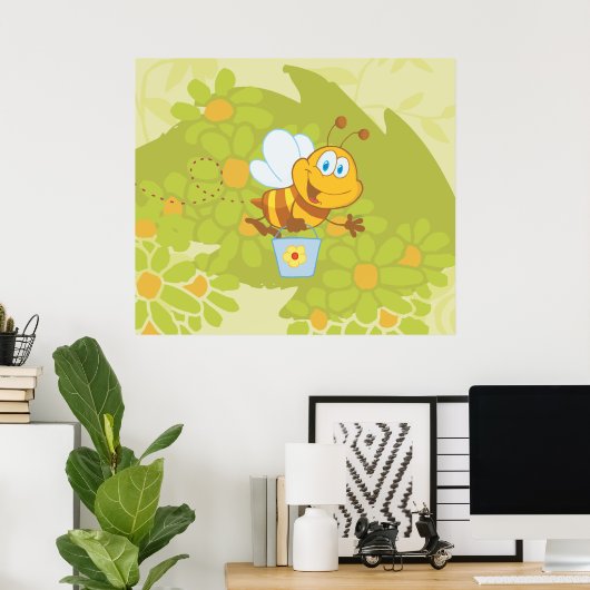 Happy Honey Bee Poster (Heimbüro)