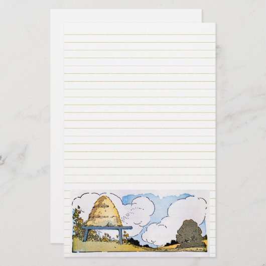 Happy Honeybee Hive Stationery Lined Briefpapier (Vorne/Hinten)