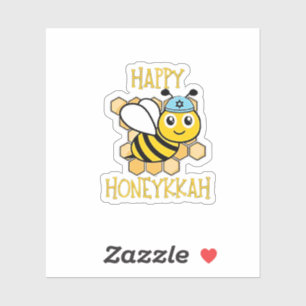 Happy Honeykah Honey Bee Hanukkah Jewish Aufkleber