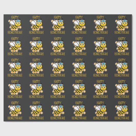 Happy Honeykah Honey Bee Hanukkah Jewish Geschenkpapier (Flach)