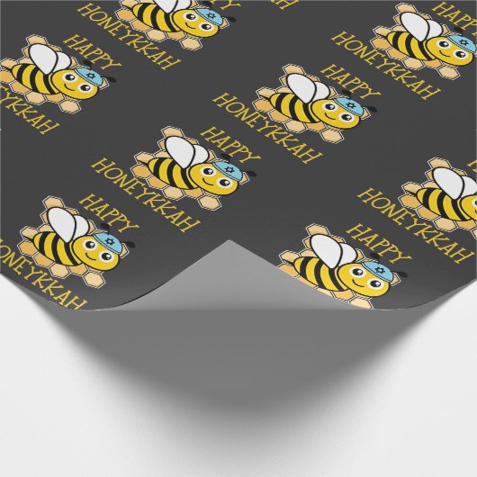 Happy Honeykah Honey Bee Hanukkah Jewish Geschenkpapier (Ecke)