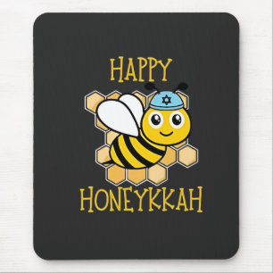 Happy Honeykah Honey Bee Hanukkah Jewish Mousepad