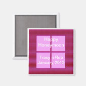 Happy Honeymoon - Pink Square Memory Bank Magnet (Vorderseite/Rückseite)