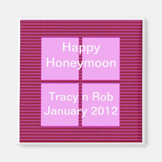 Happy Honeymoon - Pink Square Memory Bank Magnet (Vorne)