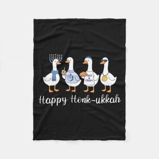Happy Honk-ukkah Hanukkah Silly Goose Women Men Ki Fleecedecke (Vorderseite)