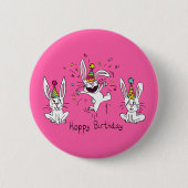 Happy Hoppy Birthday Bunny Rabbits Button Button (Vorderseite)