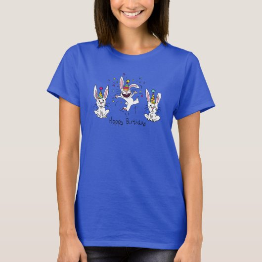 Happy Hoppy Birthday Bunny Rabbits Frauen T - Shir T-Shirt (Vorderseite)
