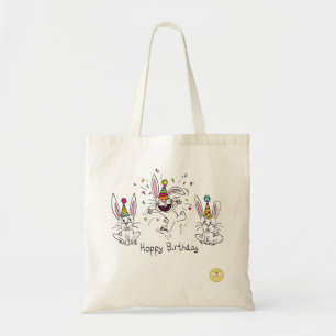Happy Hoppy Birthday Bunny Rabbits Tote Bag Tragetasche