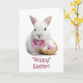 Happy Hoppy Easter White Bunny Eggs Karte (Gelbe Blume)