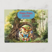 Happy Hoppy Oaster Rabbit Eggs Postkarte (Vorderseite)
