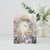 Happy Hoppy Oaster Rabbit Eggs Postkarte (Stehend Vorderseite)