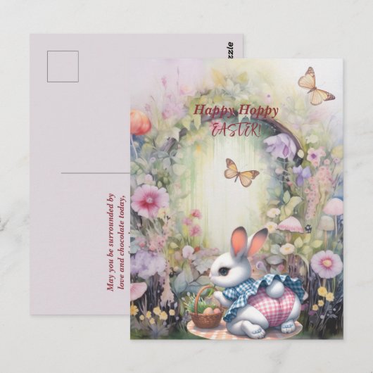 Happy Hoppy Oaster Rabbit Eggs Postkarte (Vorne/Hinten)