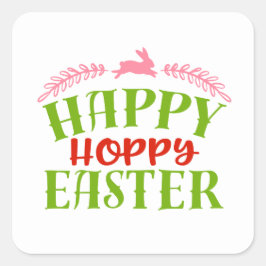 Happy Hoppy Oaster Worart Quadratischer Aufkleber