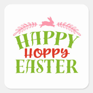 Happy Hoppy Oaster Worart Quadratischer Aufkleber