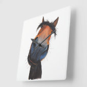 Happy Horse 'Happy Dave' by Shirley MacArthur Quadratische Wanduhr (Winkel)