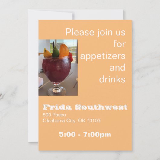 Happy Hour Appetizer und Drinks Party Einladung (Rückseite)