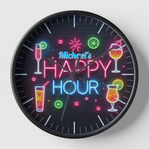 Happy Hour Bar Clock Neon Beer Individuelle Name M Uhr