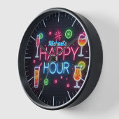 Happy Hour Bar Clock Neon Beer Individuelle Name M Uhr (Winkel)