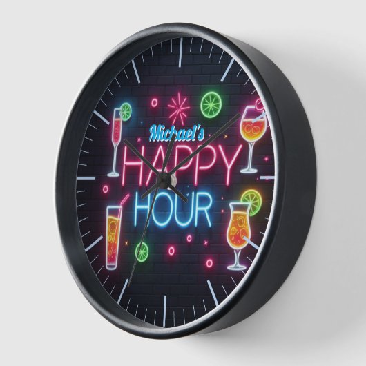 Happy Hour Bar Clock Neon Beer Individuelle Name M Uhr (Winkel)