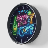 Happy Hour Bar Clock Neon Beer Individuelle Name M Uhr (Winkel)