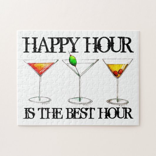 Happy Hour Cocktails Cosmo Martini Manhattan Drink Puzzle (Horizontal)