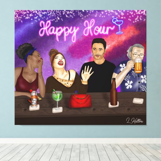 Happy Hour | Digitale Kunst Leinwanddruck (Insitu (Holzboden))