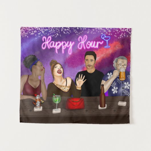 Happy Hour | Digitale Kunst Wandteppich (Vorderseite (Horizontal))