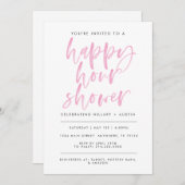 Happy Hour Dusche - Lt Pink Einladung (Vorne/Hinten)