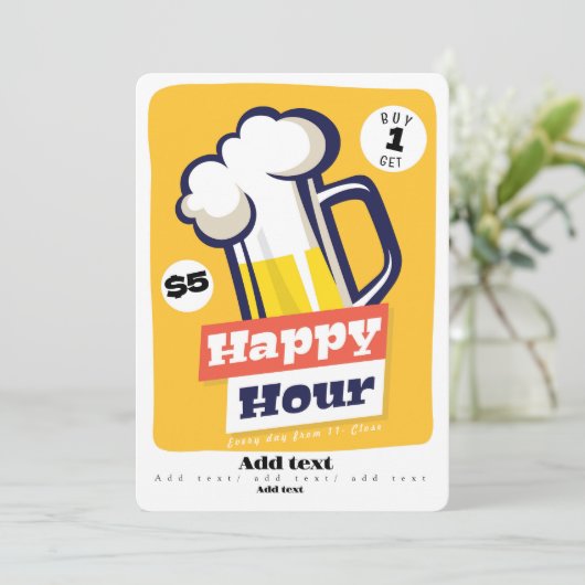 Happy Hour Einladung (Stehend Vorderseite)