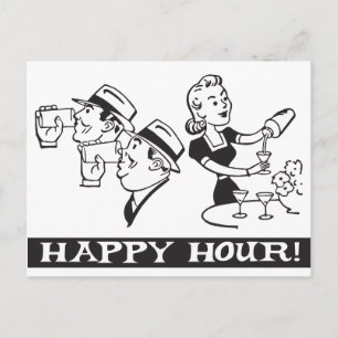 Happy Hour Einladung mit lustigem Retro