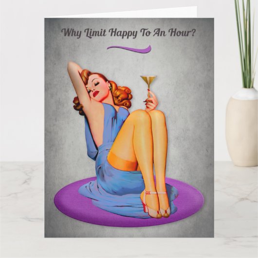 Happy Hour Funny ?Retro Greeting Karte (Vorderseite)