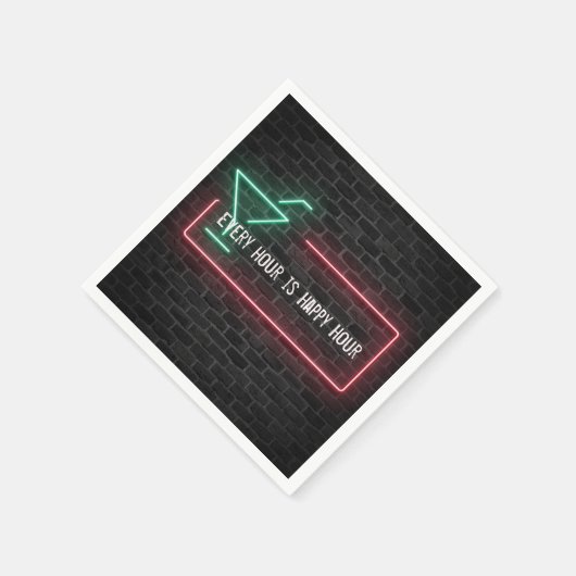Happy Hour glühendes Neonzeichen Serviette (Ecke)