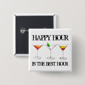 Happy Hour ist der beste Stunden-Drink-Cocktail Button (Vorne & Hinten)