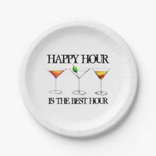 Happy Hour ist der beste Stunden-Drink-Cocktail Pappteller