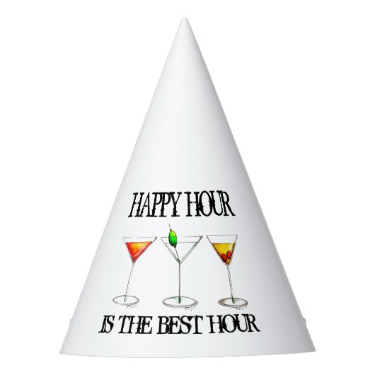 Happy Hour ist der beste Stunden-Drink-Cocktail Partyhütchen (Vorderseite)