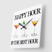 Happy Hour ist der beste Stunden-Drink-Cocktail Quadratische Wanduhr (Winkel)