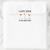 Happy Hour ist der beste Stunden-Drink-Cocktail Quadratischer Aufkleber (Tasche)