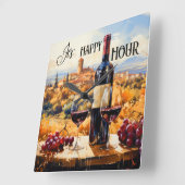 Happy Hour Italienische Landschaft Quadratische Wanduhr (Winkel)