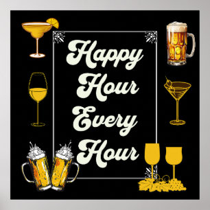 Happy Hour jede Stunde Pub Poster