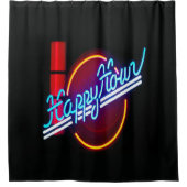 Happy Hour Neon Sign Duschvorhang (Vorderseite)