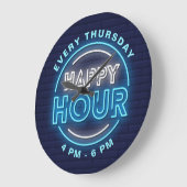 Happy Hour Neon Signs Style Text Große Wanduhr (Winkel)