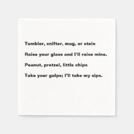 Happy Hour Poem cocktail napkin Serviette