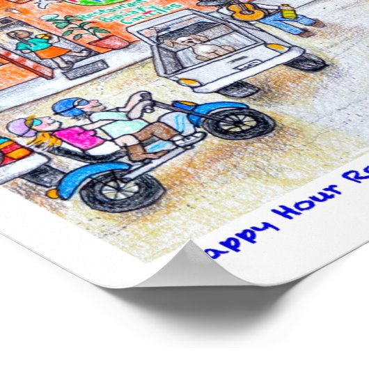Happy Hour Restaurant Poster (Ecke)