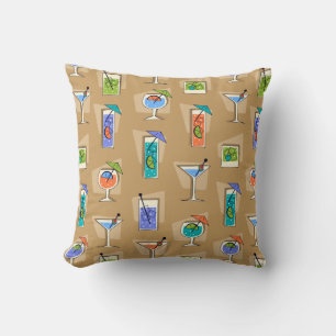 Happy Hour Retro Hawaiian Tropical Drinks Kissen
